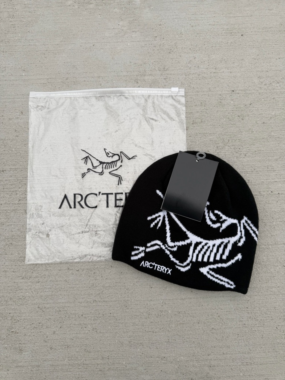 Arc'teryx Black Beanie with White Skeleton Graphic - Kids